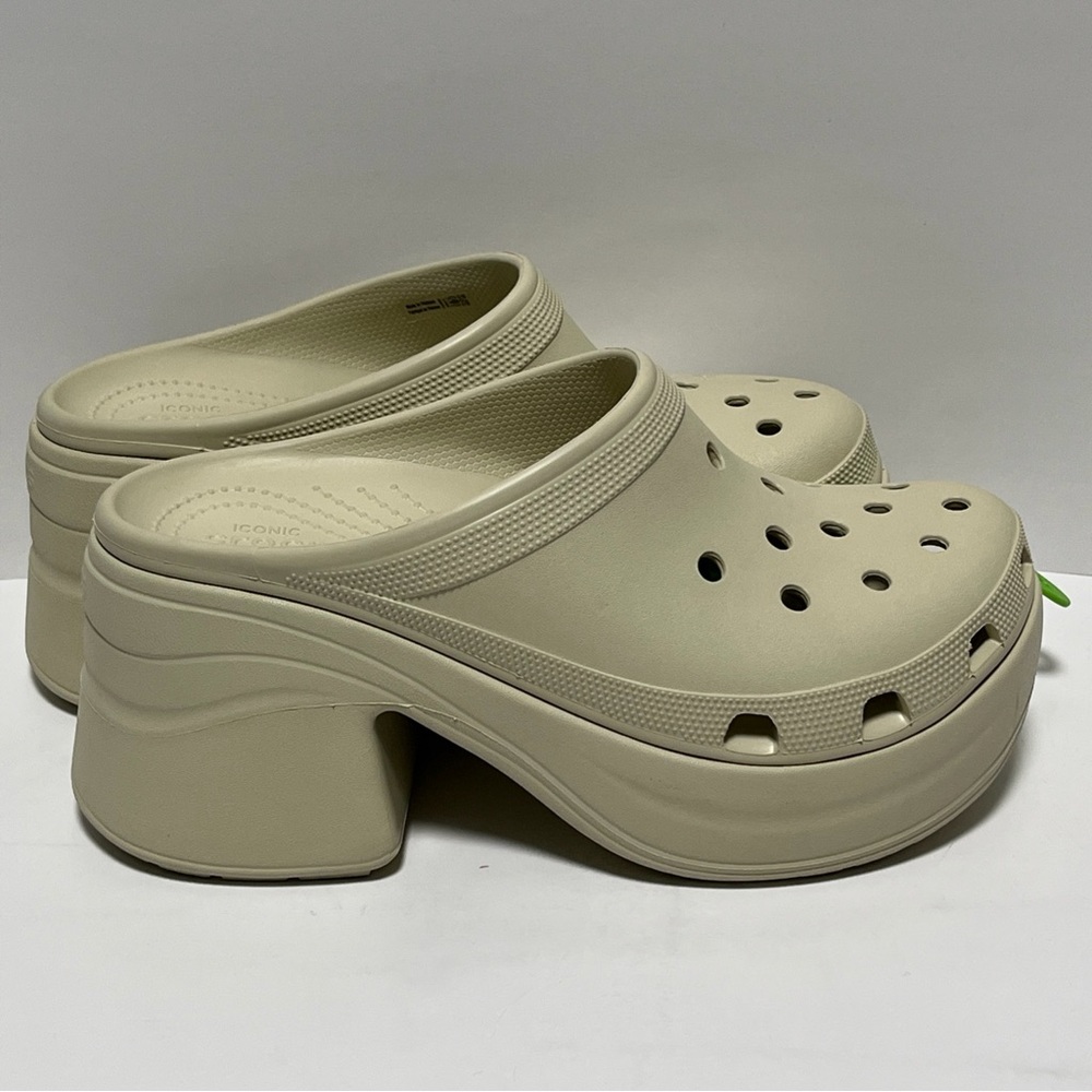Crocs Siren Platform Clogs High Heeled Beige Bone Size M9/W11
